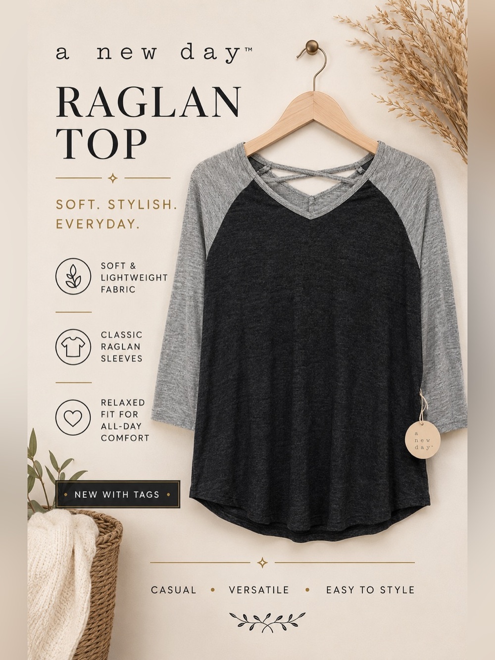 MISIA Curvy 3X Colorblock Raglan Top NWT